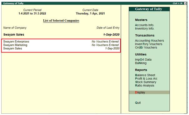 Group Company in TallyERP9